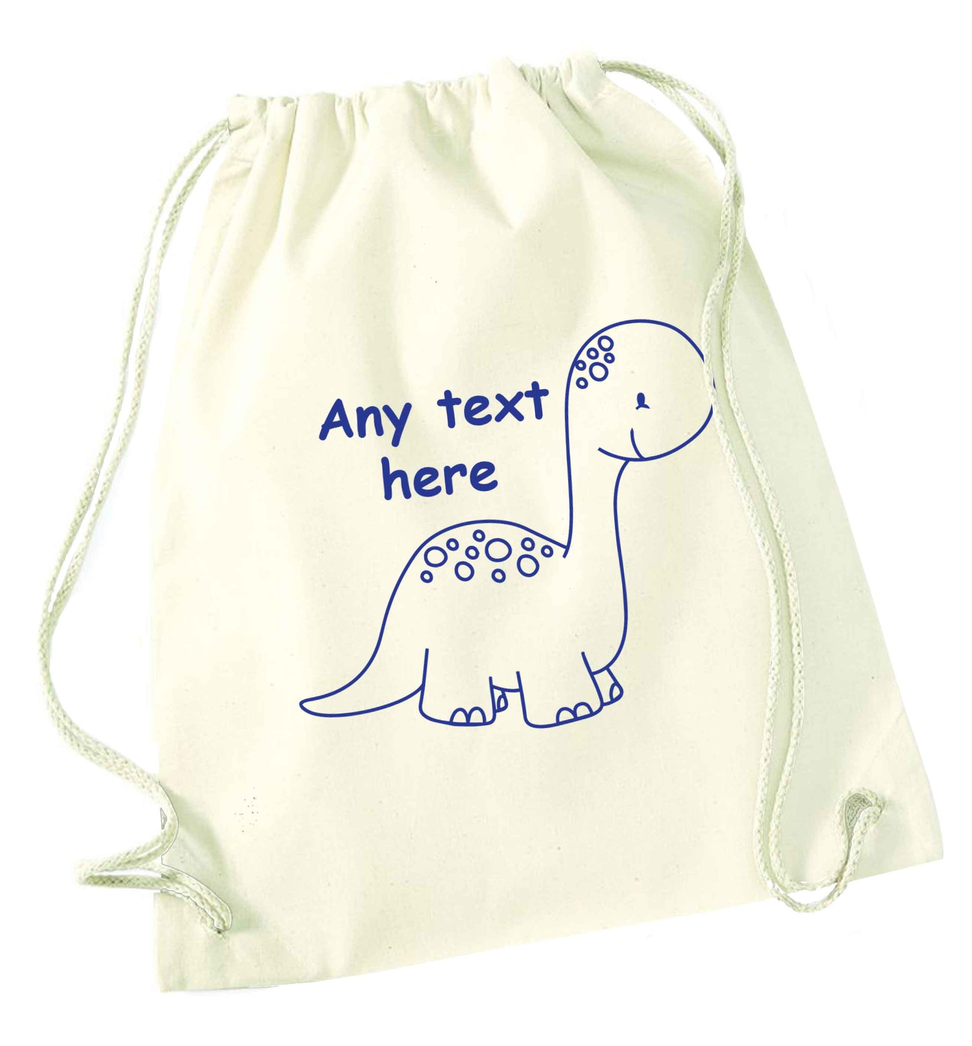 Dinosaur any text natural drawstring bag