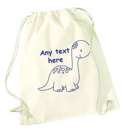 Dinosaur any text natural drawstring bag