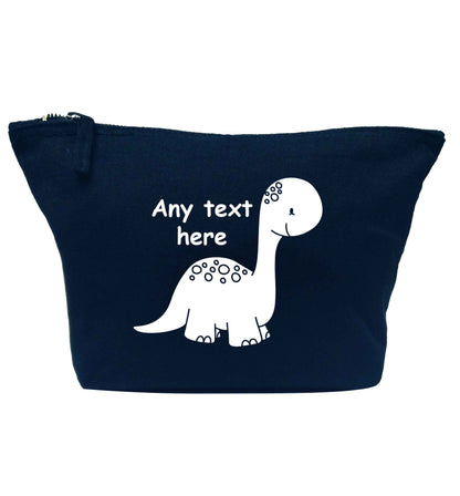 Dinosaur any text navy makeup bag