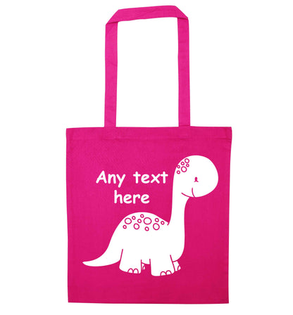 Dinosaur any text pink tote bag
