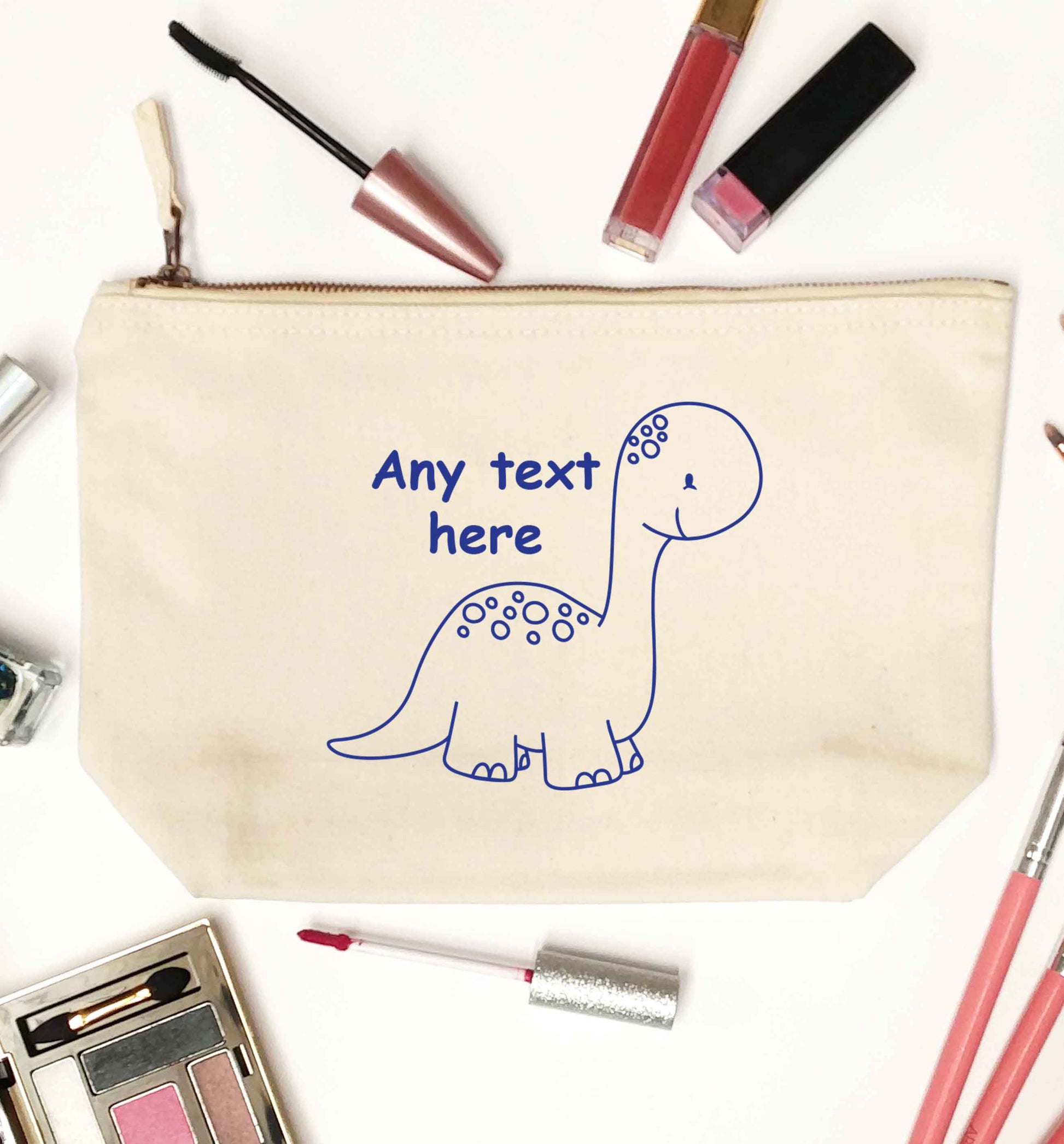 Dinosaur any text natural makeup bag