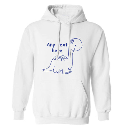Dinosaur any text adults unisex white hoodie 2XL
