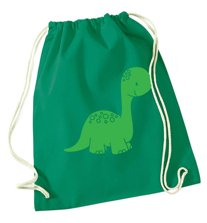 Dinosaur illustration green drawstring bag