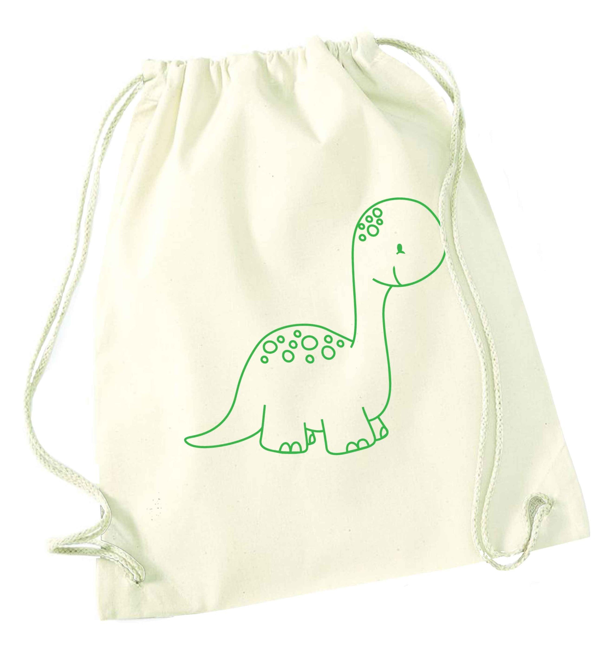 Dinosaur illustration natural drawstring bag