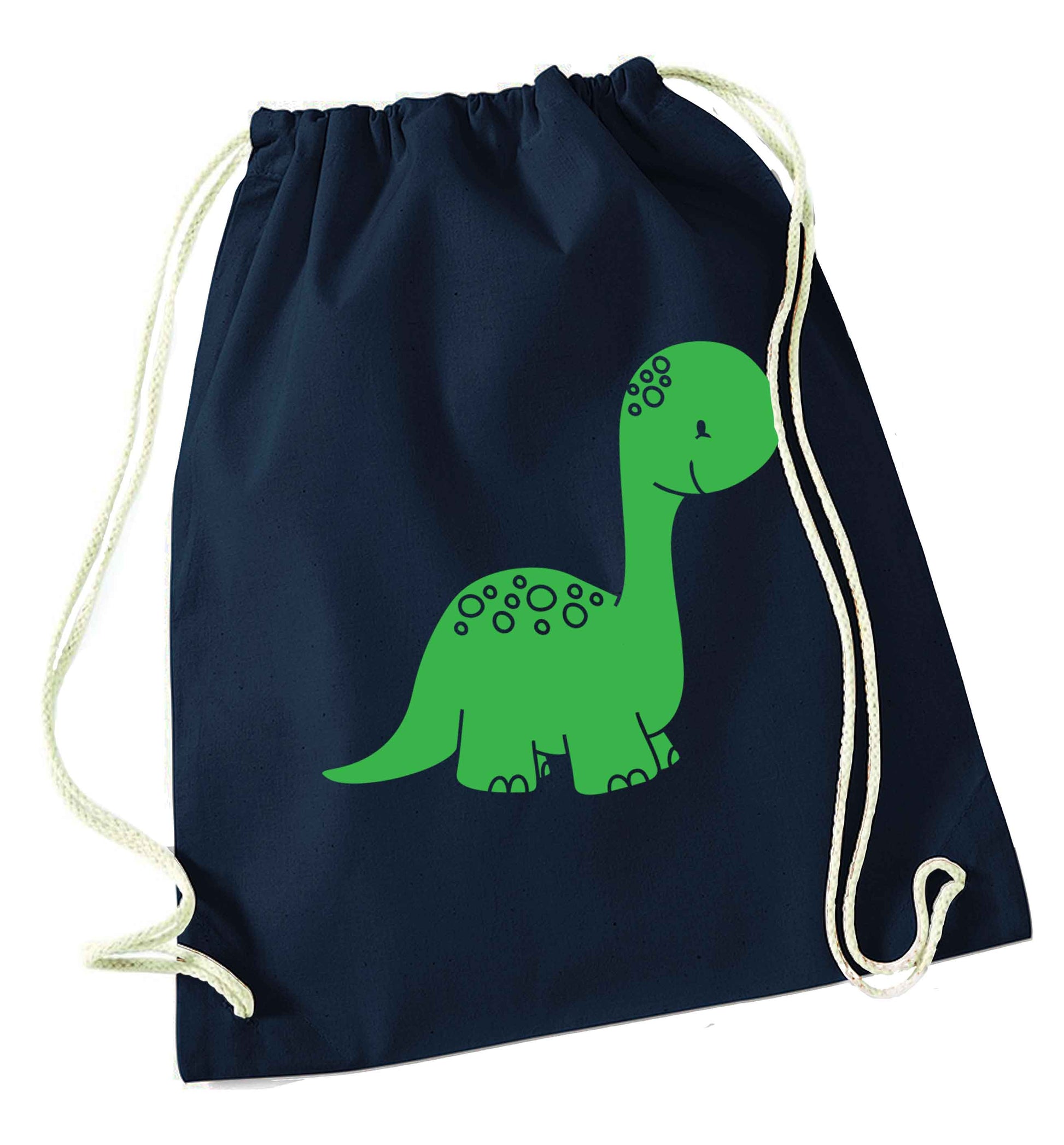 Dinosaur illustration navy drawstring bag