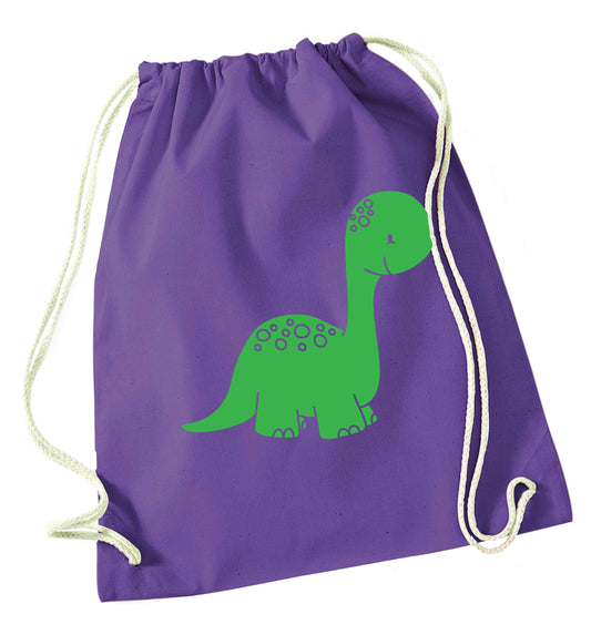Dinosaur illustration purple drawstring bag