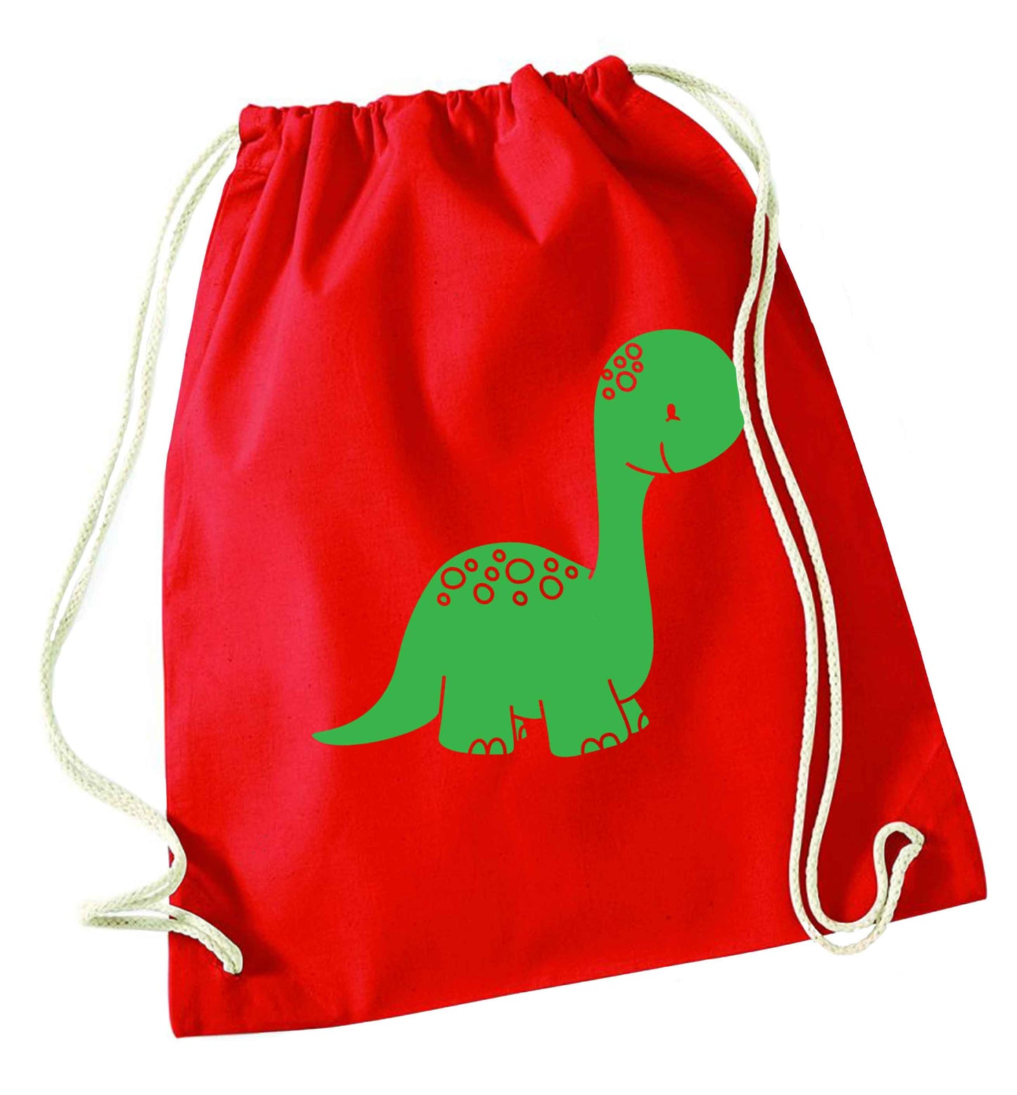 Dinosaur illustration red drawstring bag 