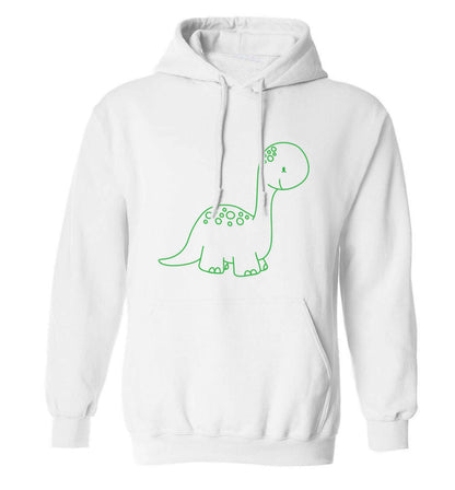 Dinosaur illustration adults unisex white hoodie 2XL