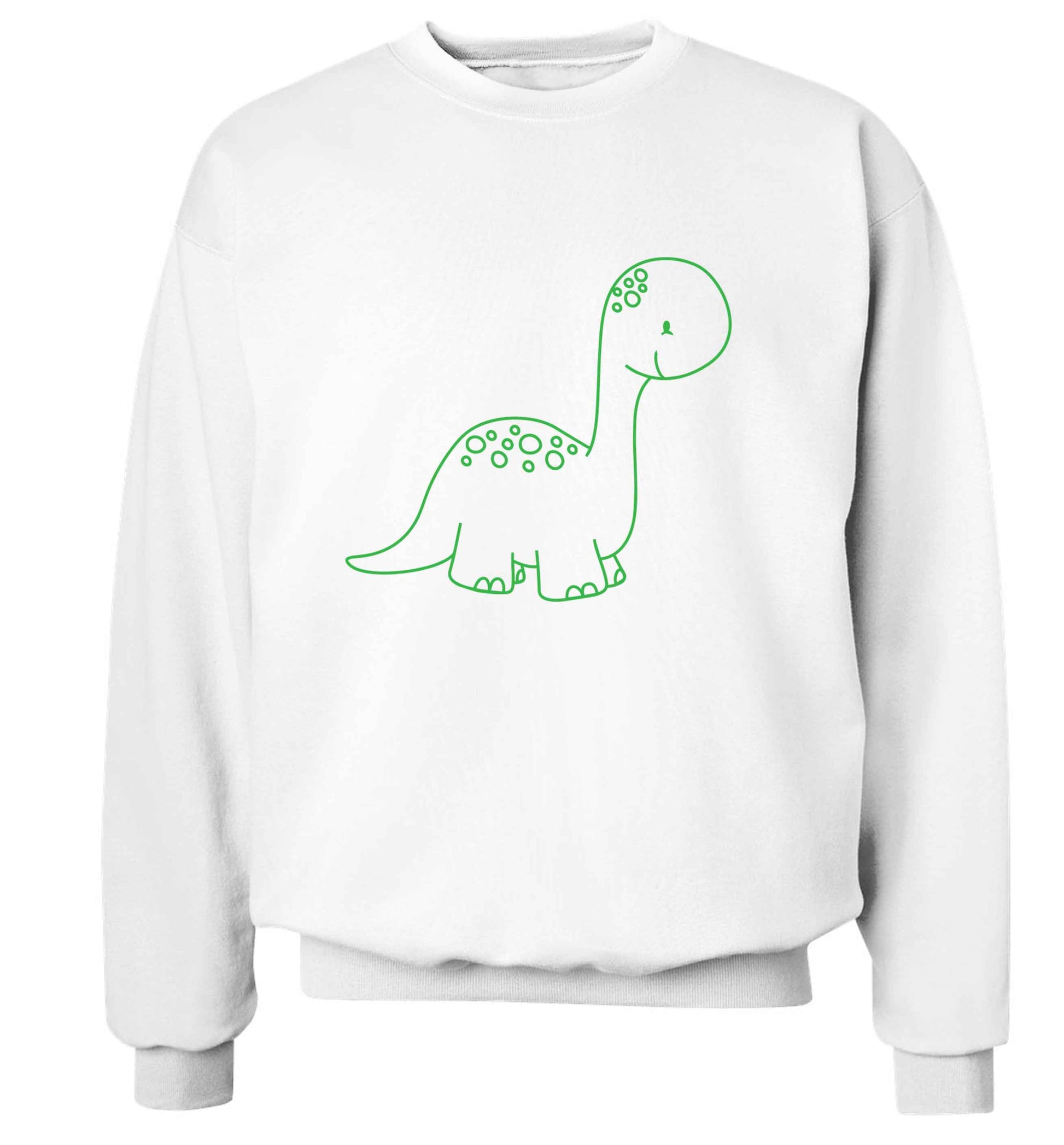 Dinosaur illustration adult's unisex white sweater 2XL