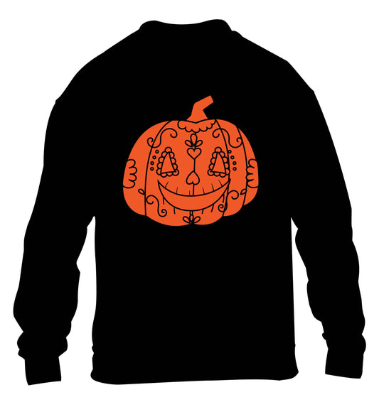 Pumpkin sugar skull children's black sweater 12-13 Years