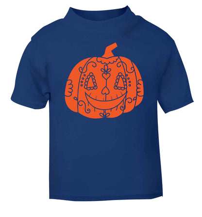 Pumpkin sugar skull blue baby toddler Tshirt 2 Years