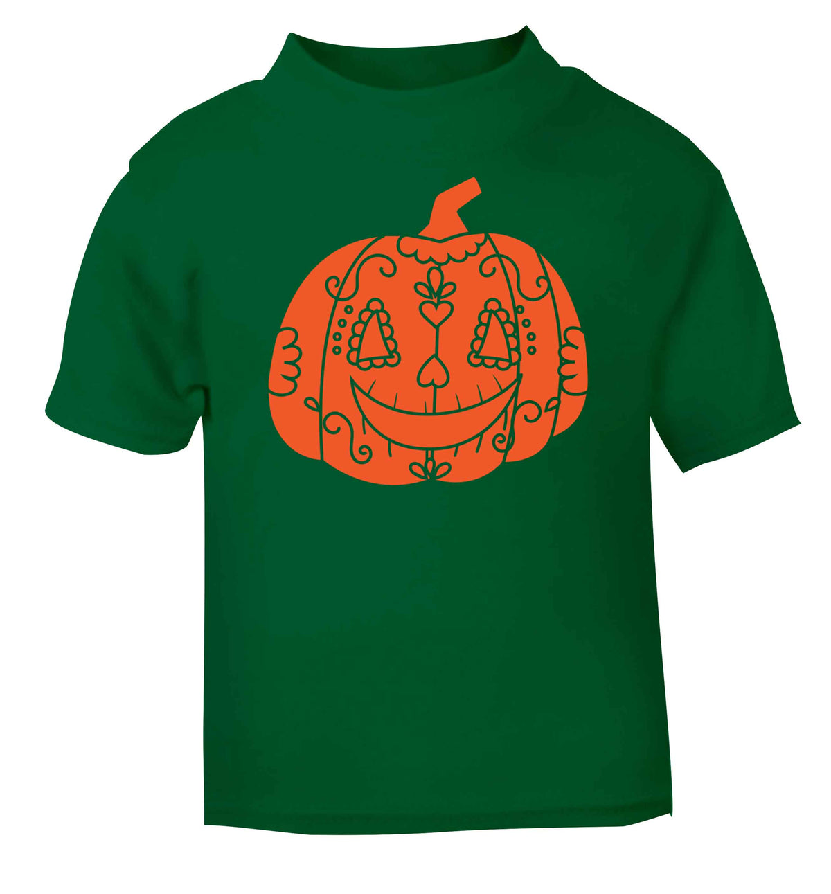 Pumpkin sugar skull green baby toddler Tshirt 2 Years