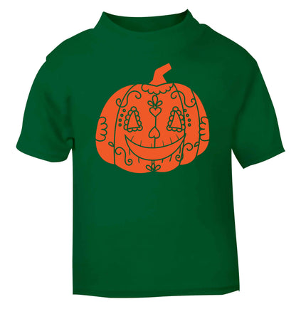 Pumpkin sugar skull green baby toddler Tshirt 2 Years