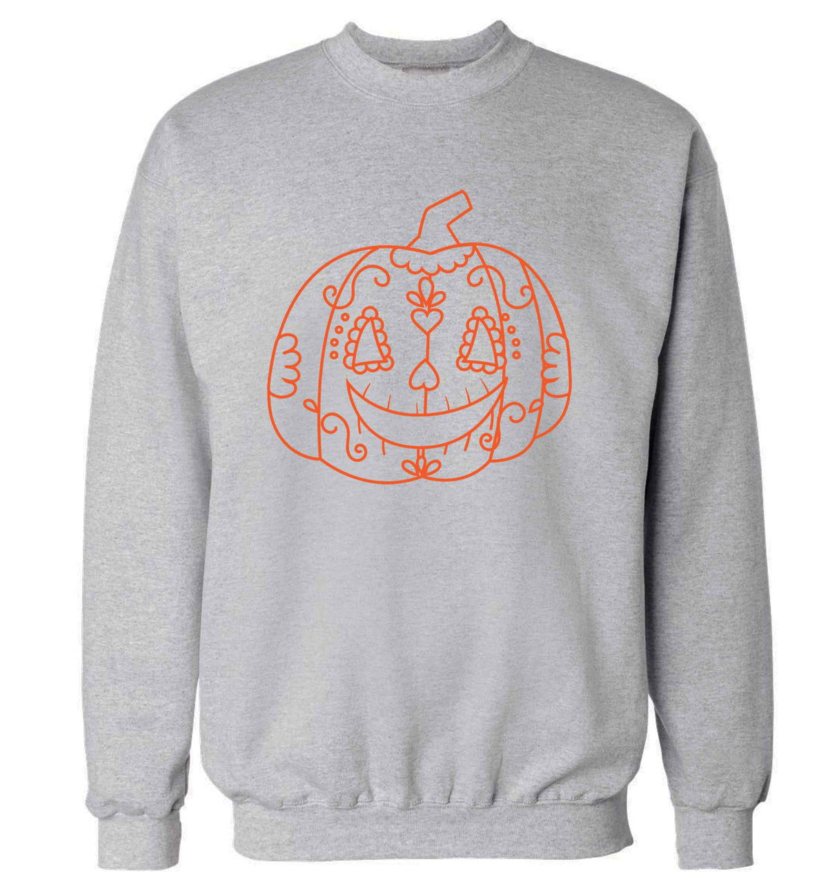 Pumpkin sugar skull adult's unisex grey sweater 2XL