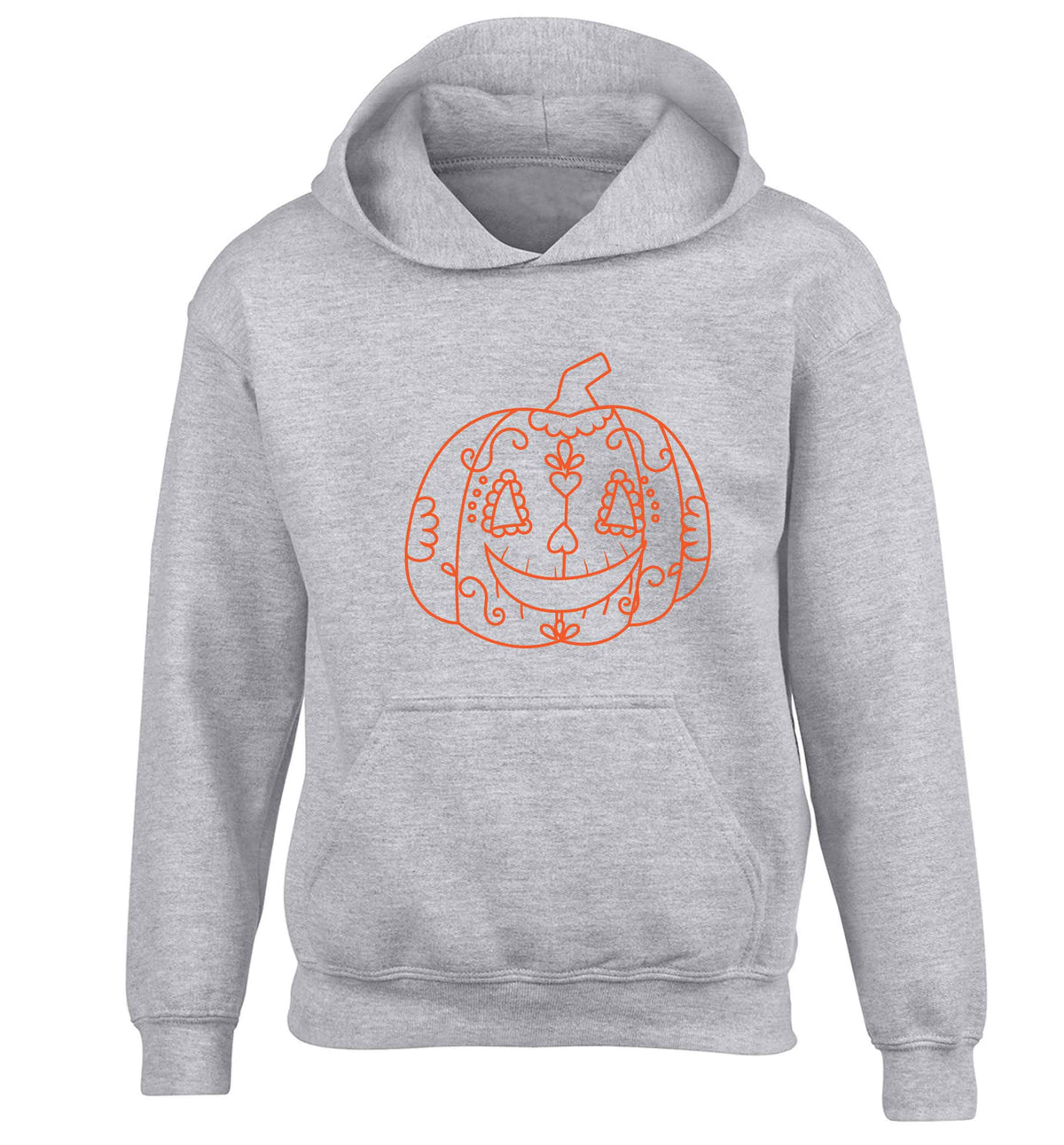 Pumpkin sugar skull children's grey hoodie 12-13 Years