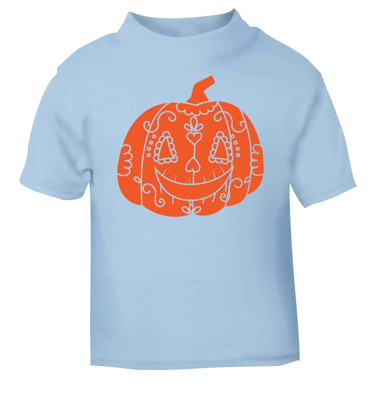 Pumpkin sugar skull light blue baby toddler Tshirt 2 Years