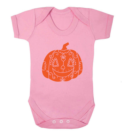 Pumpkin sugar skull baby vest pale pink 18-24 months