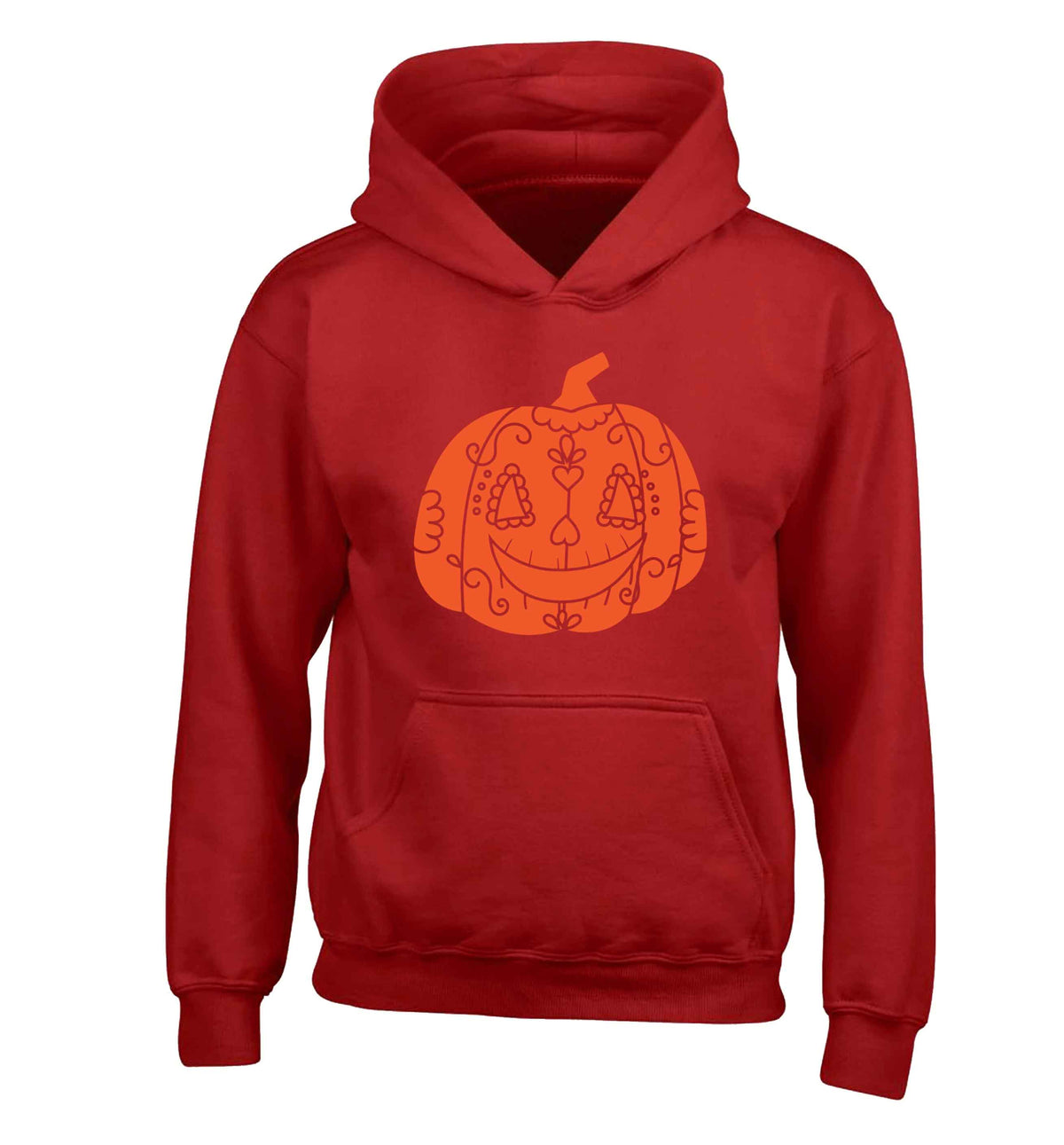 Pumpkin sugar skull children's red hoodie 12-13 Years