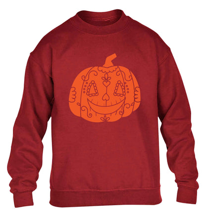 Pumpkin sugar skull children's grey sweater 12-13 Years