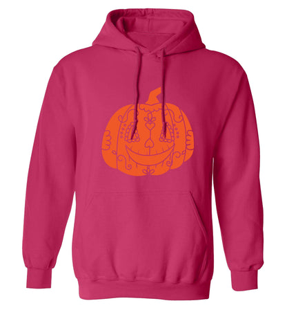 Pumpkin sugar skull adults unisex pink hoodie 2XL
