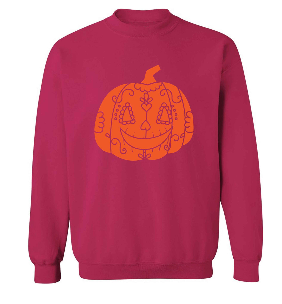 Pumpkin sugar skull adult's unisex pink sweater 2XL