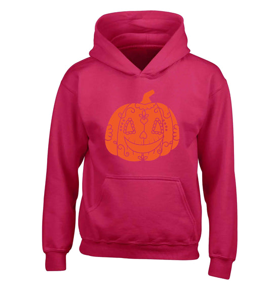 Pumpkin sugar skull children's pink hoodie 12-13 Years