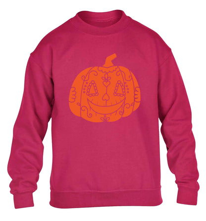 Pumpkin sugar skull children's pink sweater 12-13 Years