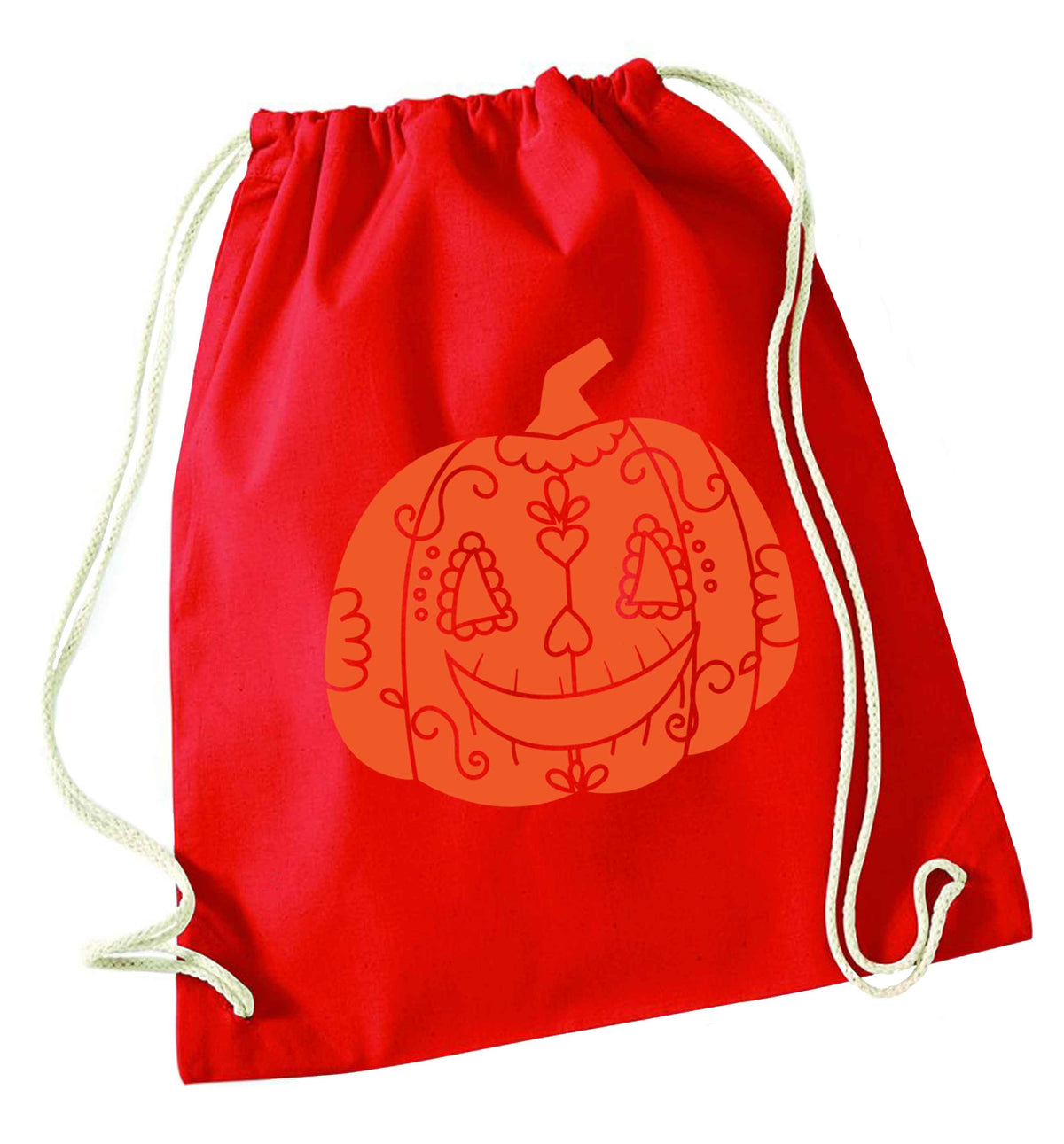 Pumpkin sugar skull red drawstring bag 