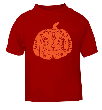Pumpkin sugar skull red baby toddler Tshirt 2 Years