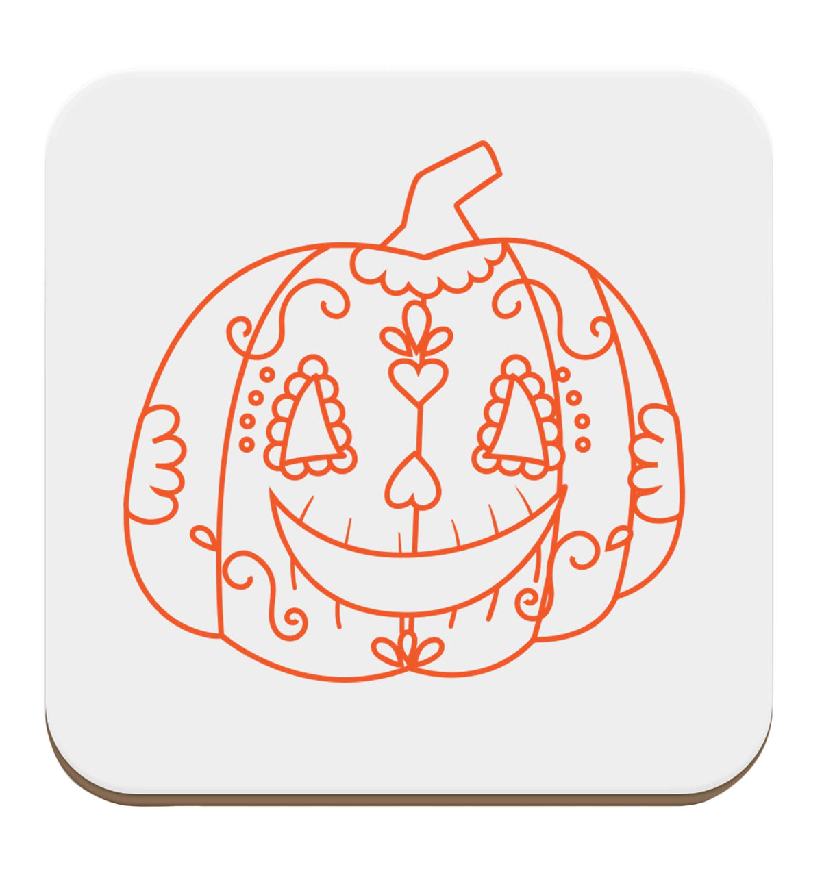 Pumpkin sugar skull set of four coasters