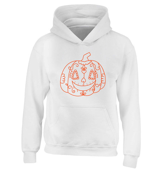 Pumpkin sugar skull children's white hoodie 12-13 Years