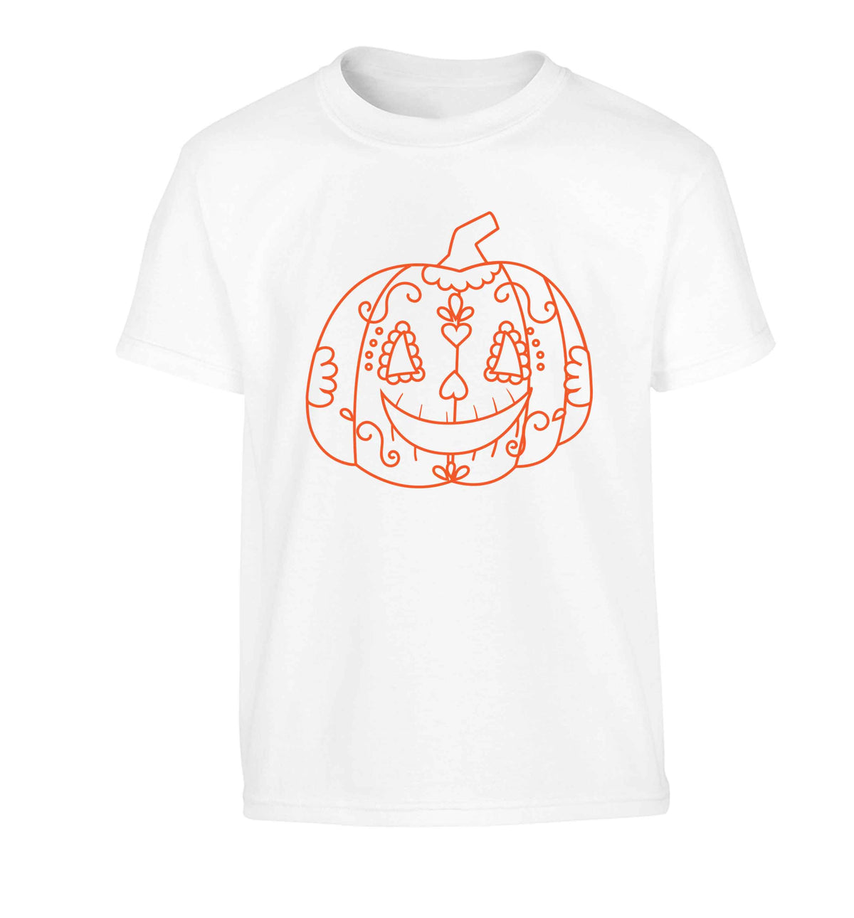 Pumpkin sugar skull Children's white Tshirt 12-13 Years