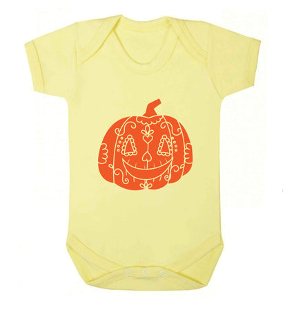 Pumpkin sugar skull baby vest pale yellow 18-24 months