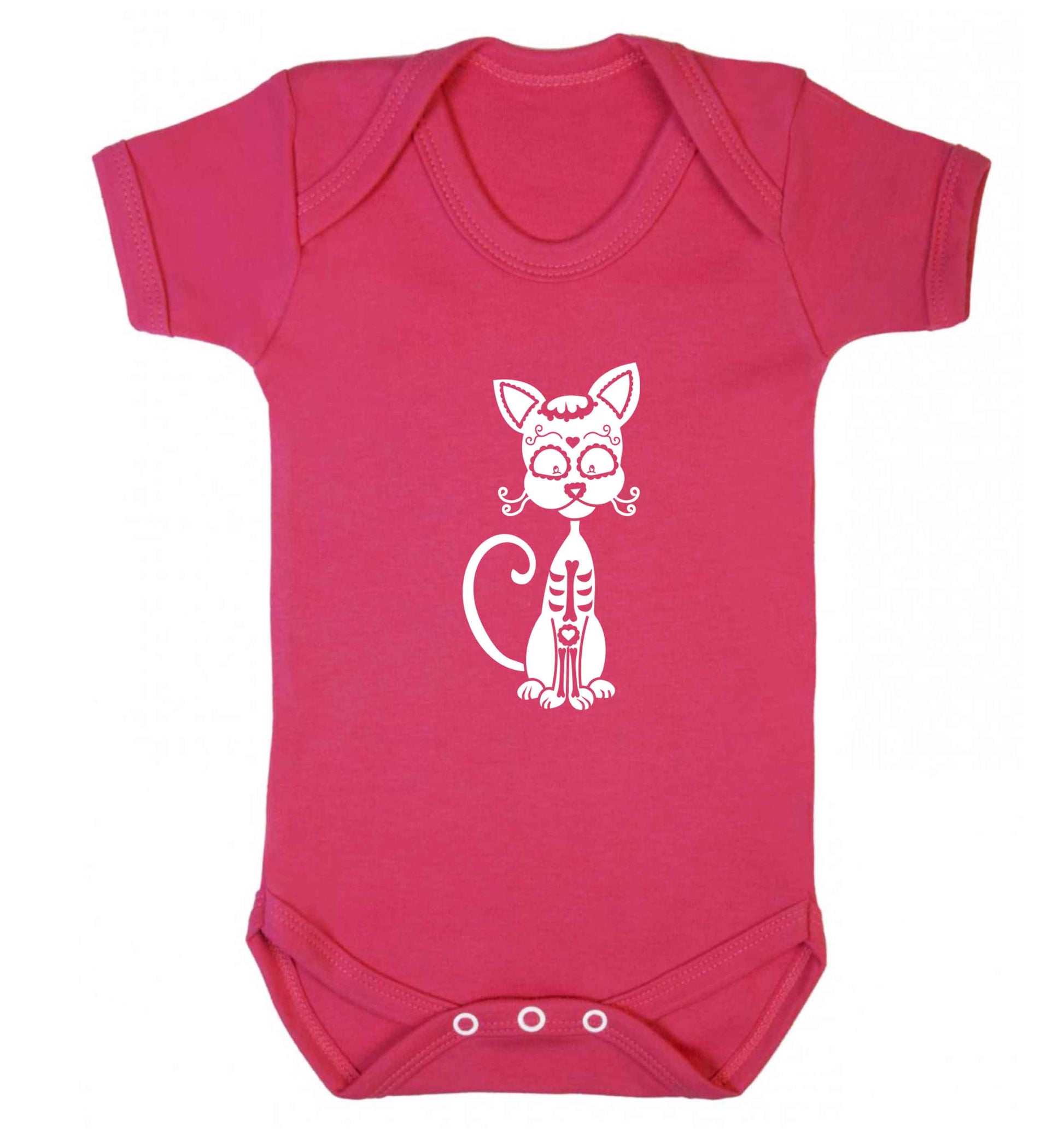 Cat sugar skull baby vest dark pink 18-24 months