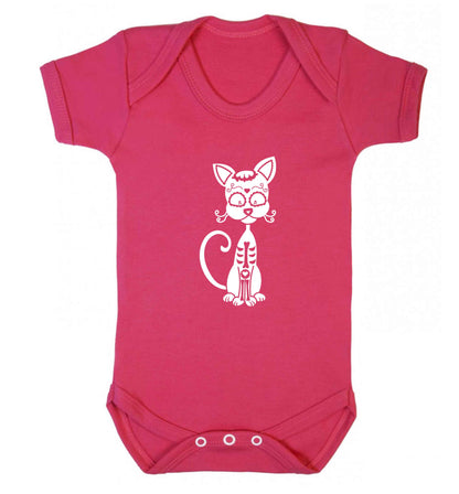 Cat sugar skull baby vest dark pink 18-24 months