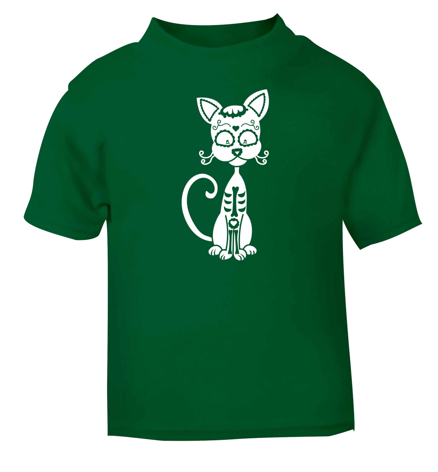 Cat sugar skull green baby toddler Tshirt 2 Years