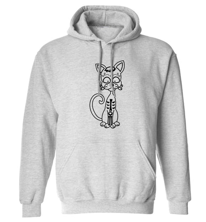 Cat sugar skull adults unisex grey hoodie 2XL