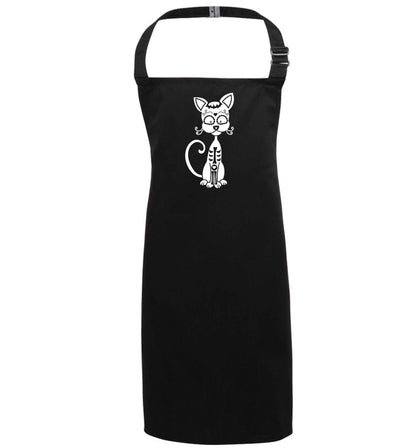 Cat sugar skull black apron 7-10 years