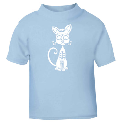 Cat sugar skull light blue baby toddler Tshirt 2 Years