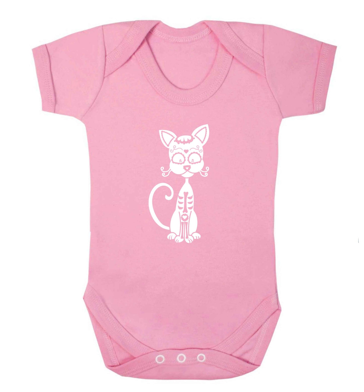 Cat sugar skull baby vest pale pink 18-24 months