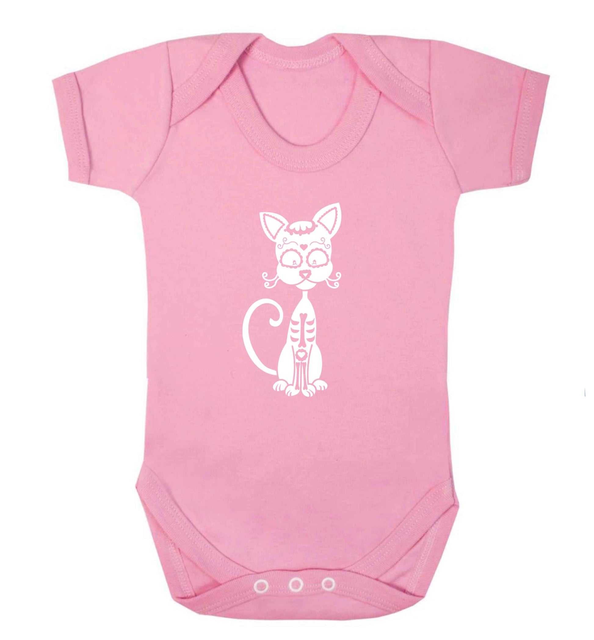 Cat sugar skull baby vest pale pink 18-24 months