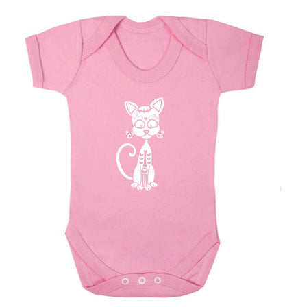 Cat sugar skull baby vest pale pink 18-24 months