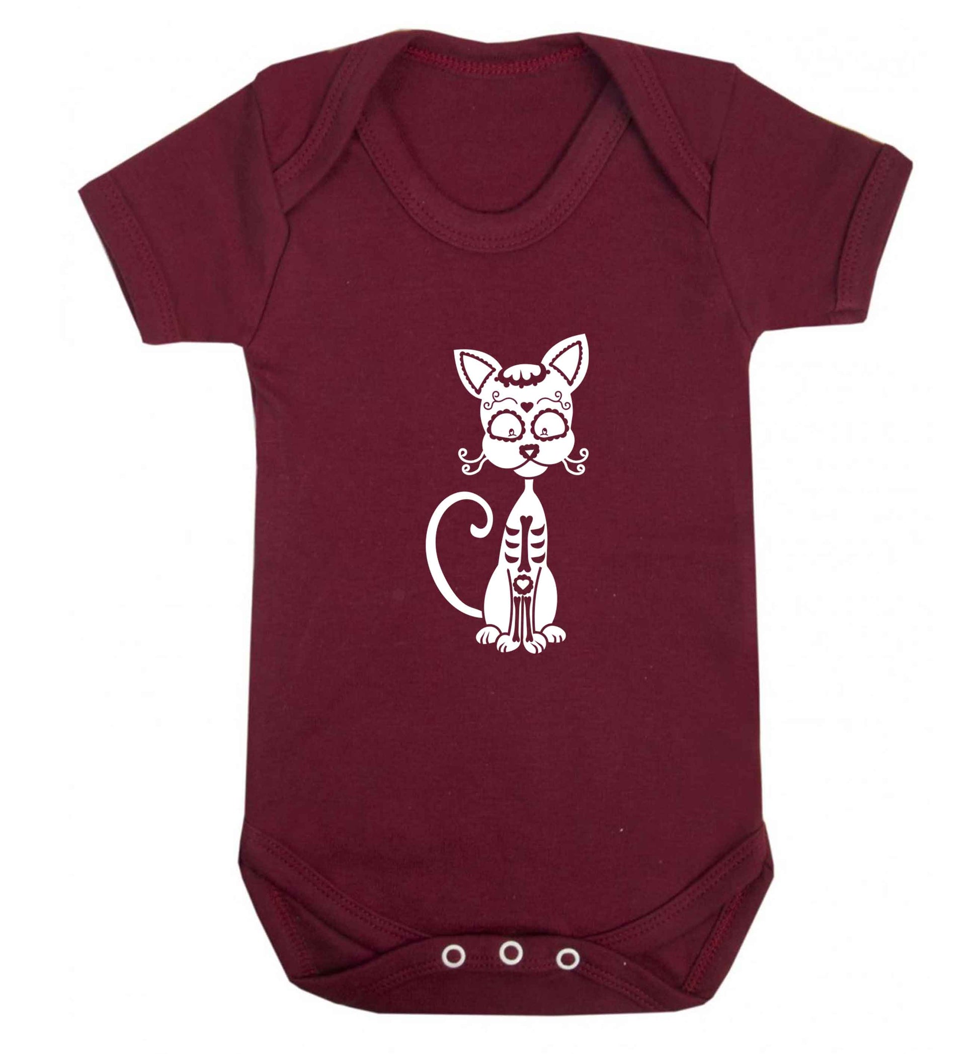 Cat sugar skull baby vest maroon 18-24 months