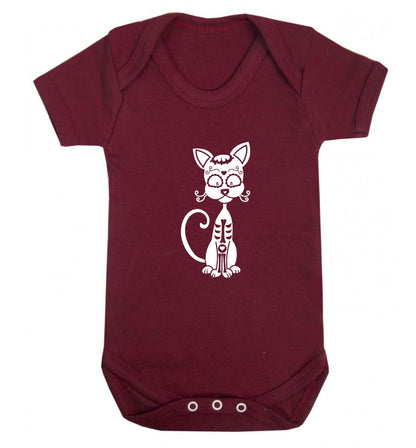 Cat sugar skull baby vest maroon 18-24 months