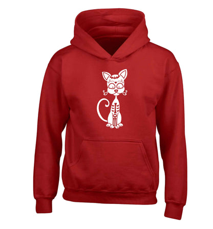 Cat sugar skull children's red hoodie 12-13 Years