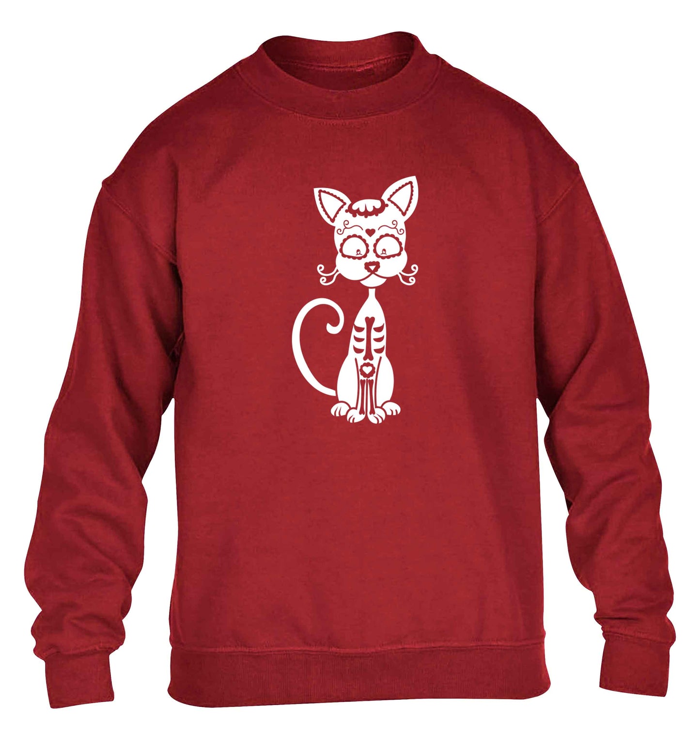 Cat sugar skull children's grey sweater 12-13 Years
