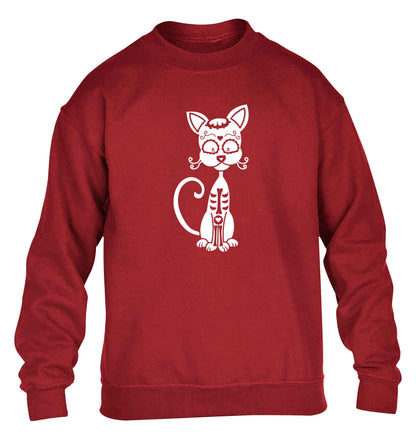 Cat sugar skull children's grey sweater 12-13 Years