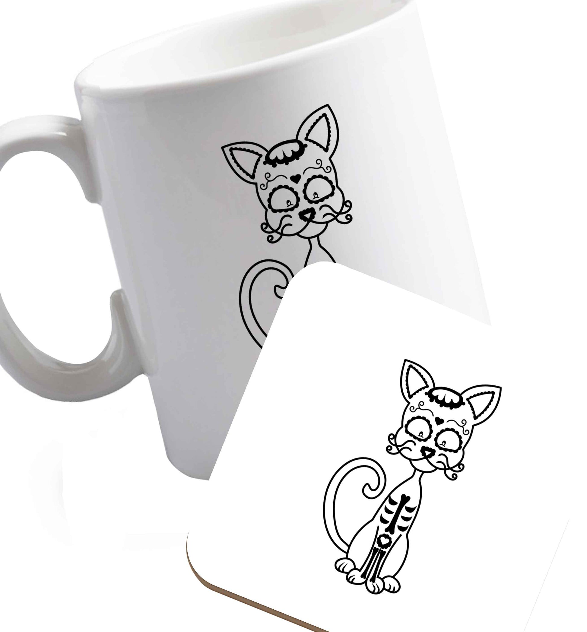 10 oz Favourite Type Pan Pancake ceramic mug and coaster set right handed