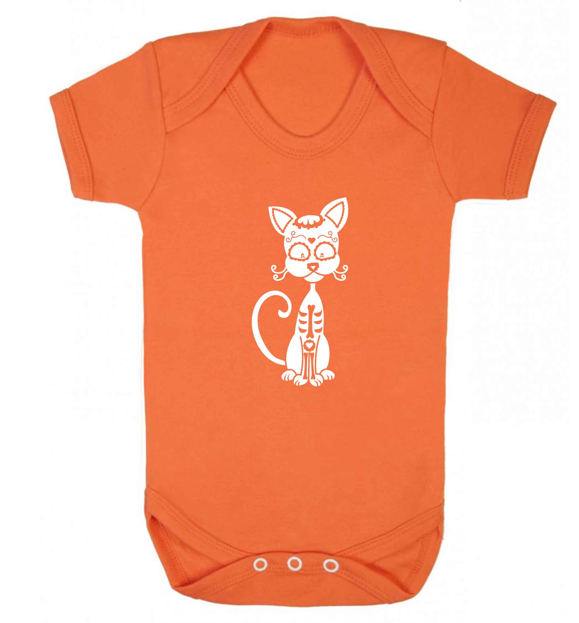Cat sugar skull baby vest orange 18-24 months