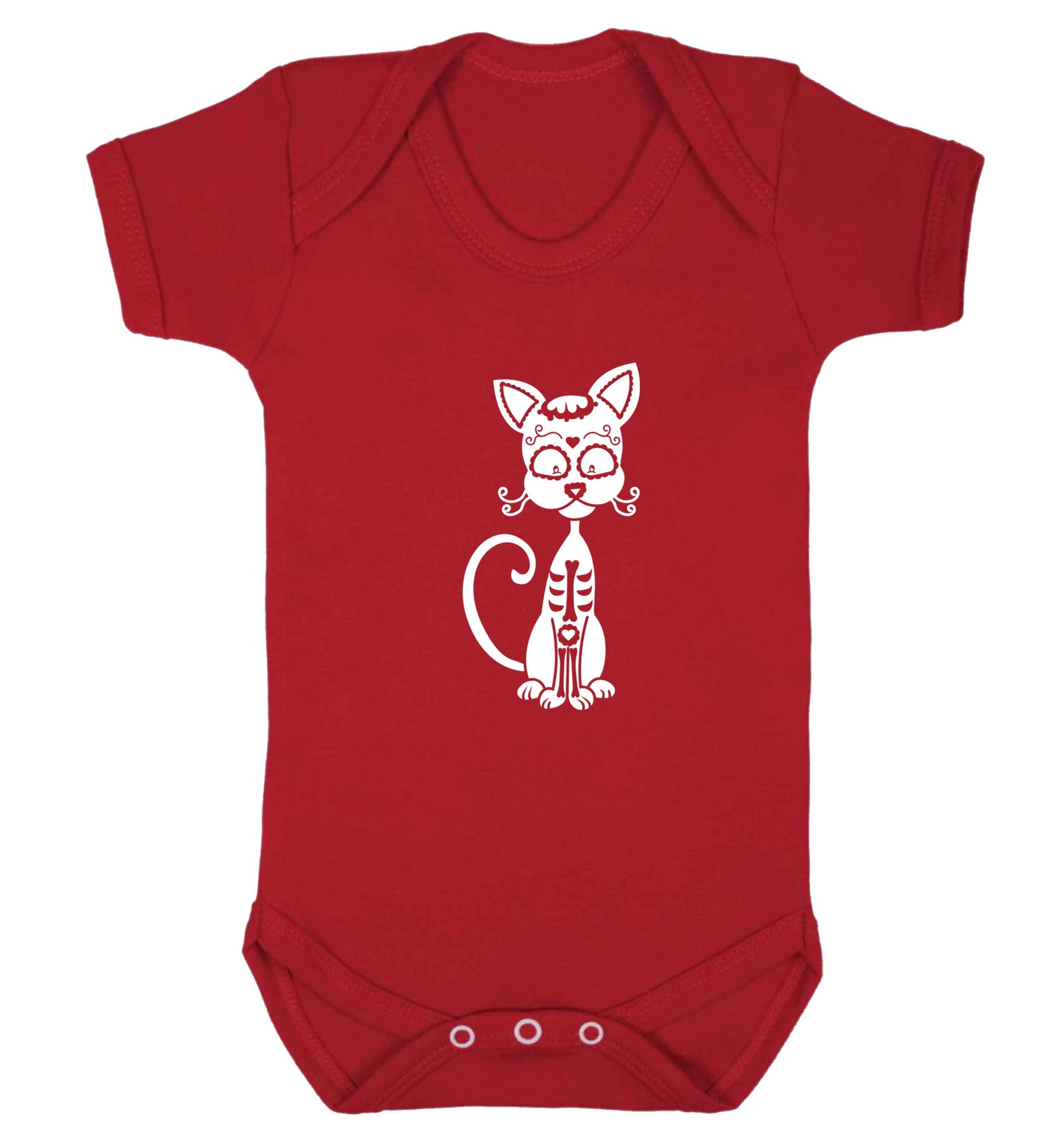 Cat sugar skull baby vest red 18-24 months